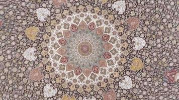 Aerial View of Mosque Carpet with Ornate Oriental Designs video