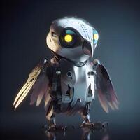 linda pequeño pájaro metal robot, generativo ai generado tecnología foto