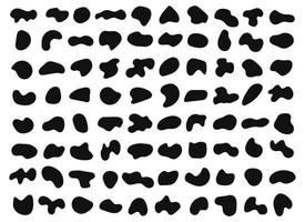 Abstract organic liquid shapes, black random blobs. Irregular bubble shape form, splodge, spot. Fluid geometric element silhouette vector set