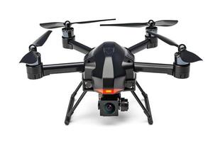 Wireless drone with remote control on a white background. . photo