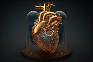 Artificial organ transplantation, heart. Modern medical technologies. . photo