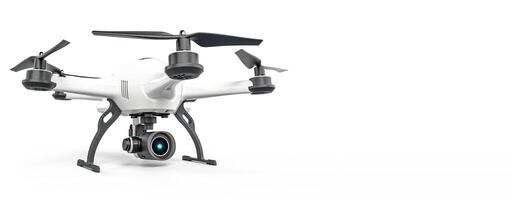 Wireless drone with remote control on a white background. . photo