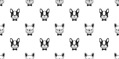 Dog seamless pattern french bulldog pug isolated Bow tie puppy cartoon vector wallpaper