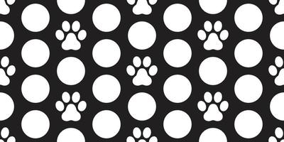 Dog Paw Seamless Pattern Cat paw vector footprint isolated polka dot wallpaper background backdrop black