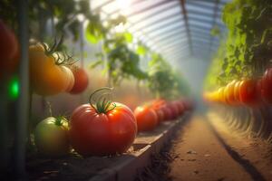 The tomatoes in the greenhouse with . photo