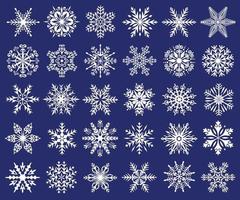 copo de nieve silueta, Navidad hielo escama iconos, congelado cristales estilizado frío nieve cristal, Navidad invierno copos de nieve adornos icono vector conjunto