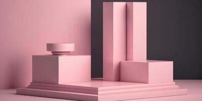 realista 3d rosado tema podio para producto mostrar. ai generado foto