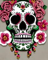 A sugar skull with roses photo