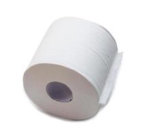 Single roll of white tissue paper or napkin isolated on white background with clipping path photo