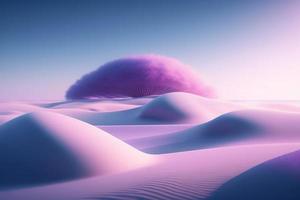 3d render of abstract landscape with fantasy planet in the desert. photo