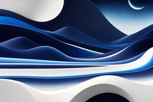 3D abstract background with wavy lines in blue and white colors. photo