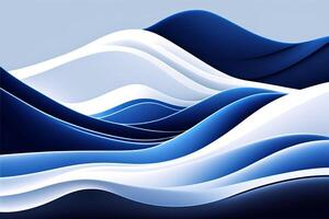 3D abstract background with wavy lines in blue and white colors. photo