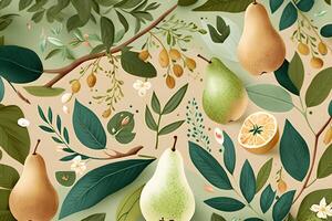 pear avocado and herbs fresh backgrounds pattern photo