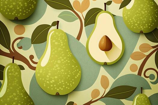 pear avocado and herbs fresh backgrounds pattern photo