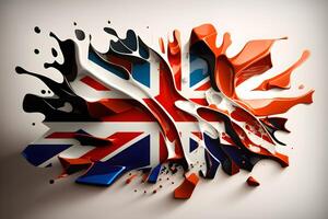 British flag in different designs, retro, futuristic, mosaic, abstract, cosmic, paper cut, Acrylic Pouring Swipe. Flag on farce and space cosmos photo