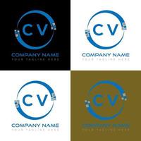 CV letter logo creative design. CV unique design. vector