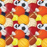 Sport balls seamless pattern, various sports games equipment. Baseball, football, soccer, tennis, hockey cartoon sport elements vector texture