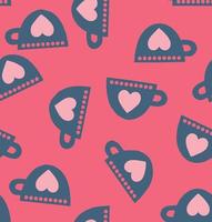 Valentines Cup Print Seamless Repeat Pattern vector file with pink background