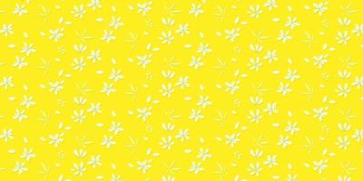 Falling daisy flower abstract pattern. Scattered flat flower illustration on yellow background. High contrast color. Find fill pattern on swatches vector