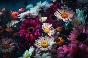 Colorful flower bouquet. Floral background. photo