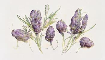 Lavender bouquet realistic illustration. photo