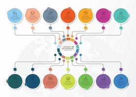 Infographic with 14 steps, process or options. vector