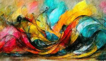 Wonderful Oil pastel drawing. Abstract color background, Fine art print, Impressionism style abstraction. photo