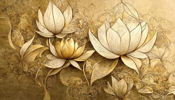 Luxury seamless blooming lotus background illustration. photo
