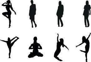 Collection Of Monochrome Silhouettes Of Women vector