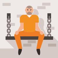 Image Of A Man Locked In A Prison Cell vector