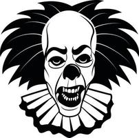 Monochrome Image Of A Clown With Scary Teeth vector