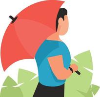 Image Of A Person Holding Red Umbrella vector