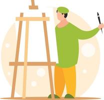 imagen de un pintor trabajando en un Arte pedazo vector