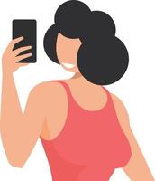 Image Of A Woman Taking Picture Of Herself With A Smartphone vector