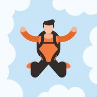 Image Of A Man Jumping With A Parachute vector