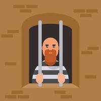 Image Of A Prisoner Behind Bars vector
