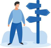 Image Of A Man Wondering Which Way To Go vector