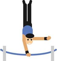 Image Of A Gymnast Exercising On A Gymnastics High Bar vector