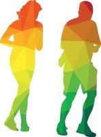 silueta de un hombre y mujer corriendo juntos vector