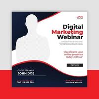 Digital marketing live webinar and corporate social media post template vector