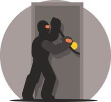 Image Of A Burglar In Action vector