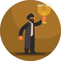 Image Of A Jewish Man With Temple Menorah vector