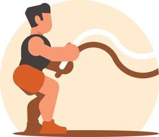 Image Of A Guy Battling Ropes vector