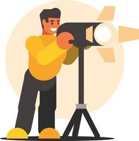 Image Of A Man Using Lighting Equipment vector