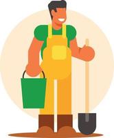 Image Of A Gardener With A Shovel vector