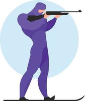 Image Of A Biathlon Athlete Shooting With A Rifle vector