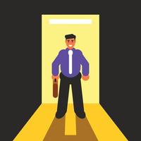 Image Of A Businessman Standing In The Doorway vector