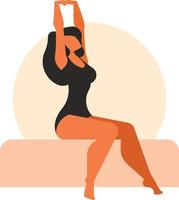 Image Of A Woman Stretching After Waking Up vector