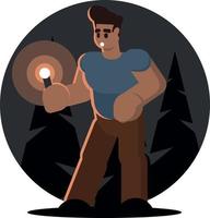 Image Of A Man With A Flashlight vector