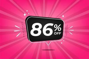 86 percent discount. Pink banner with floating balloon for promotions and offers. vector